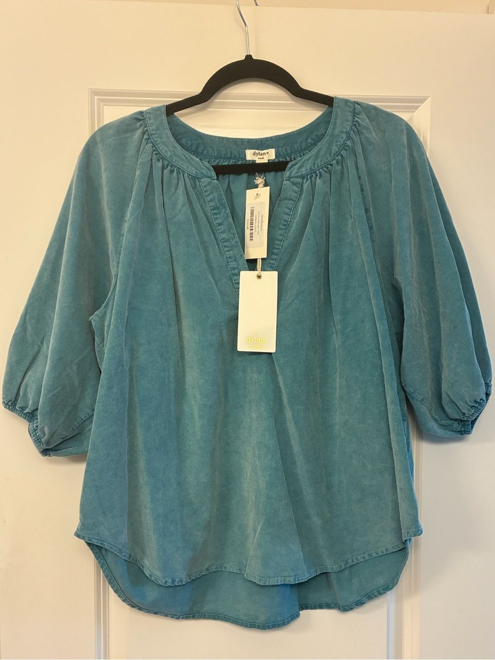 NWT SUNDANCE DYLAN Jolie Corduroy Top Blouse Teal Women’s Size Small